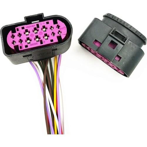 14 Pin/Way Car Xenon Headlight Lamp Plug Connector Socket Housing Wire Herness Pigtail For Audi VW Golf MK6 Skoda 1J0 973 737