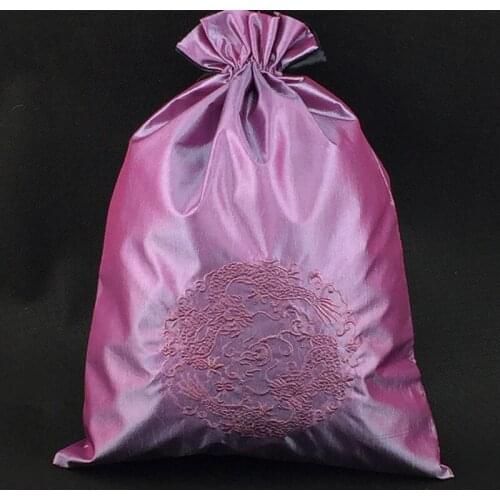 2pcs Fine Embroidery Dragon Cloth Drawstring Bag Shoes Travel Satin Pouches Reusable Dust Cover Packaging Storage Pockets