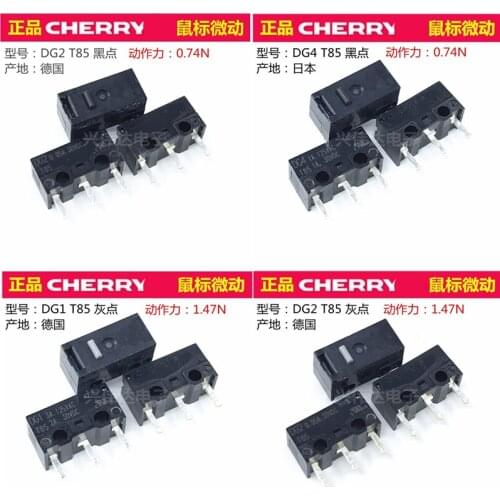 2PCS/Lot CHERRY DG4 T85 DG1 DG2 Mouse Micro Switch Black Grey 0.74N 1.47N