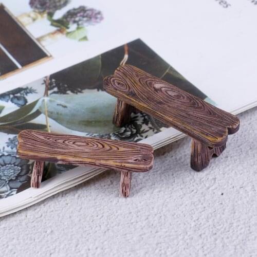 2pcs Cute Wooden Chair Stool Fairy Garden Miniatures Decor Couple Bench Action Figurine DIY Micro Gnome Terrarium Gift