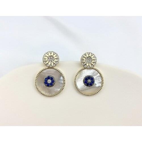 2020 Evil Eyes Earrings With Shell And Zircon Stone For Woman Gold Earring Jewelry Gift Party Design