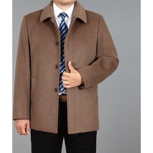 2021 New Men Wool Coat Wool Blend Jacket Autumn Wool Cashmere Jacket Male Pea Coat Winter Woolen Coat Turn-down Collar Men Coats