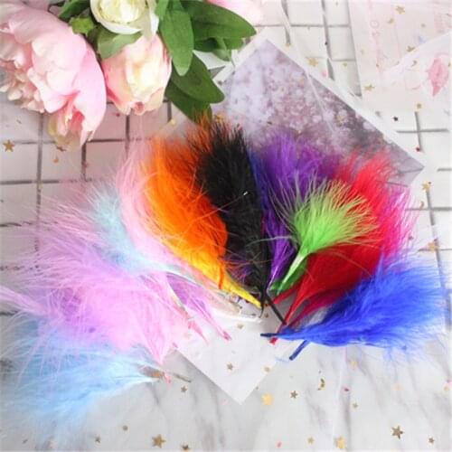 50pcs 3-5 Inches Turkey Marabou Feathers White Pink Plume Washed Goose Down Fluffy Wedding Dress Jewelry Decoration Feathers