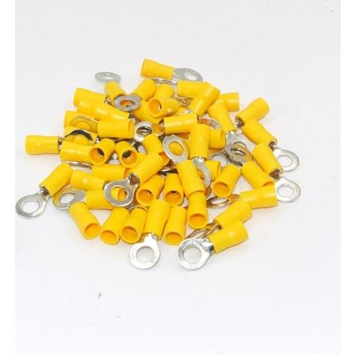 500PCS RV5.5-5 12-10AWG #10 Yellow Ground Ring Heat Shrink Electrical Wiring Crimp Terminal Connectors