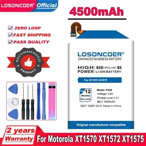 LOSONCOER 4300mAh FX30 Battery For Motorola Moto X Pure Edition X Style Pure X Style X+2 XT1570 XT1572 XT1575 Battery