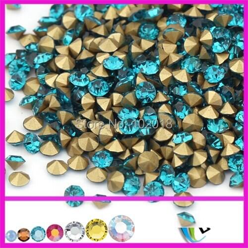 Free shipping1440pcs ss20 round shape cristal stones point back rhinestones chatons aquamarine color for garment
