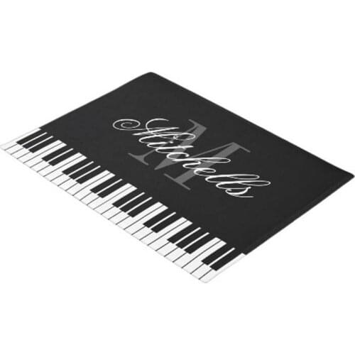 Black and white grand piano keys monogram door mat Home Decoration Entry Non-slip Door Mat Rubber Washable Floor Home Rug Carpet