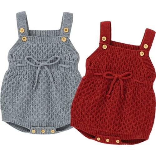 Spring Autumn Infant Baby Girls Knitting Sleeveless Jumpsuit Korean Style Toddler Baby Girl Knitting Romper Baby Girls Clothes