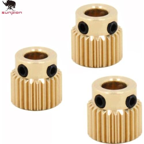 3D printer parts 40 Tooth Bore 5mm MK8 Drive Gear Extruder Hotend Feeder -Brass Stainless Steel - For Makerbot Delta Prusa I3