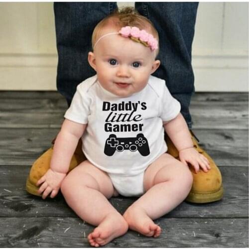 Daddys Little Gamer Newborn Baby Boy Girl Jumpsuit Summer Short Sleeve Letter Print Cotton Baby Bodysuit Playsuit Outfits