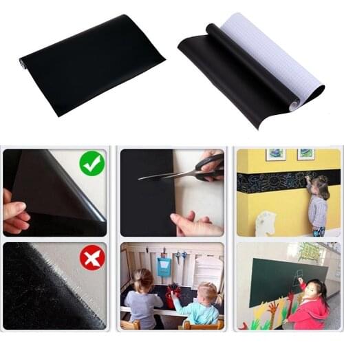 Chalkboard 200*60CM Black Self-Adhesive Blackboard Wall Sticker Waterproof Removable Reusable Sticker Poster with 5 Color Chalk