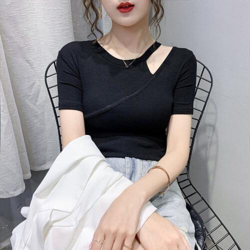 Fashion Cotton T-shirt Women Summer 2021 O-neck Sexy Short Puff Sleeve Plus Size Crop Tops Casual Tee Slim Fit Female Tshirts