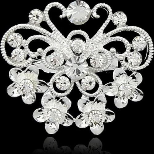 Sleek Innovative Amazing Butterfly Crystal Rhinestone Silver-color Brooches for Women Brooch Lapel Pins Jewelry