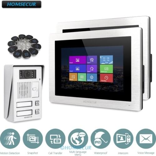 HOMSECUR 7inch Video Door Entry Security Intercom+Voice Message for 2 Apartment BC112-2+BM714-S