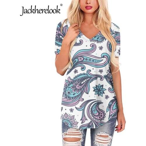 Jackherelook Casual Women T Shirt Africa Tribal Classic Ethnic Brand Design Summer V Neck Tshirts Plus Size Female Tops Clothing