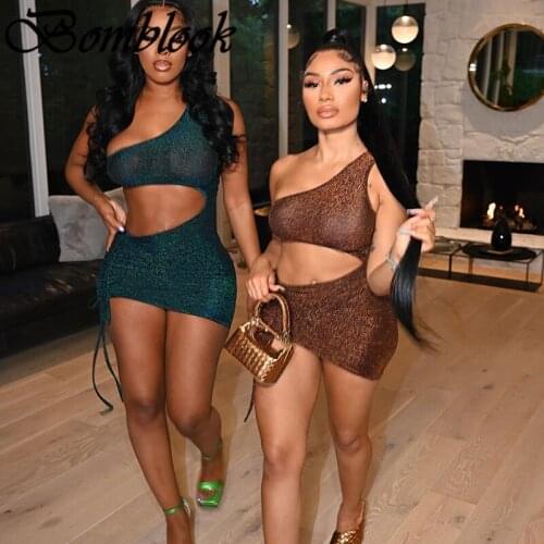 Bomblook Sexy Party Club Bodycon Dresses For Womens 2021 Summer Clothing Cut Out Drawstring Mixi Dress Female Streetwears