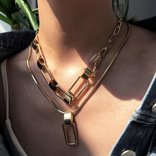 Layered Chain Necklace Neck Chains Lock Pendant Jewelry For Women Punk Choker Padlock Goth Jewelry Alloy Aesthetic Accessories