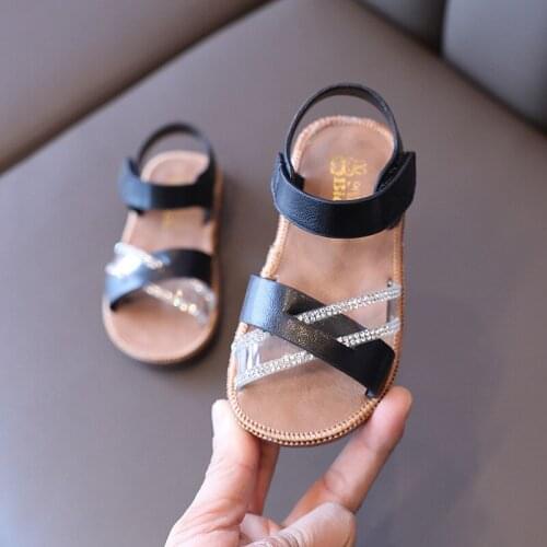 Princess Fashion Rhinestone ChildrenS Summer Toddler Shoe 2021 Beautiful Little Girl Sandals Kids Baby Girl Beach Flat Shoe 1-6