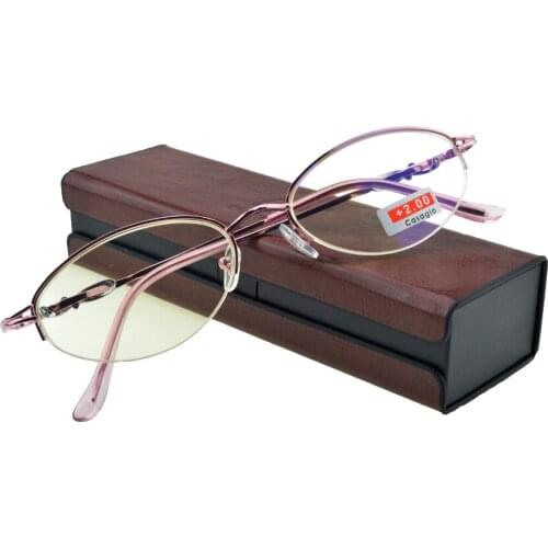 Blu Light Blocking Reading Glasses Super High Quality Halfrim Metal Frame America Brand for Ladies Women Ultralight +0.75~+4.0