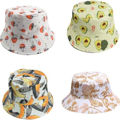 Unisex Mushroom Printed Foldable Panama Bucket Hat Beach Sun Hats Streetwear Fisherman Hat Outdoor Hip Hop Cap Men Woman Hat