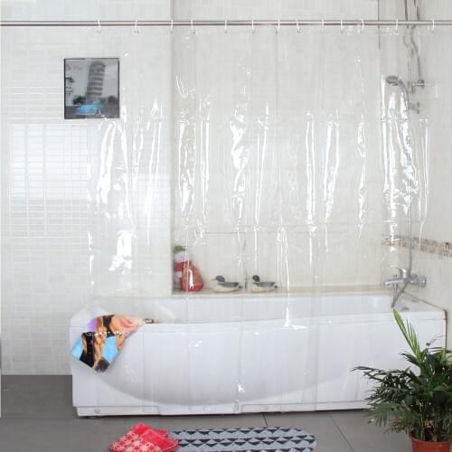 Happy Tree Plastic Eco-friendly Full Transparent Waterproof Shower Curtain PVC Bathroom Curtain Thicken Plastic Bath Curtain 18s