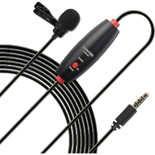 Professional Lavalier Microphone Hands Free Clip-On Omnidirectional Condenser Noise Cancelling Mic Video Recording 236" Cable