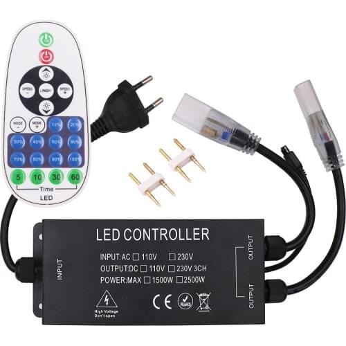 AC 110V 220V LED Strip Dimmer 23 Keys RF Remote Controller Double Head Output Dimmer for LED Bulb/LED String EU/US/AU/UK Plug