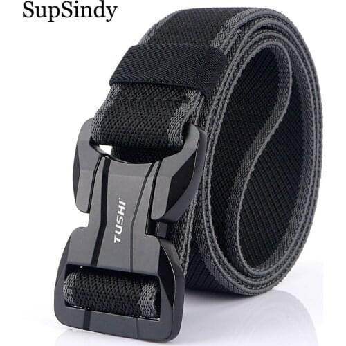 SupSindy Military Army Combat Tactical belts for Men Quick Release Buckle Stretch elastic nylon Waistband canvas belt male strap
