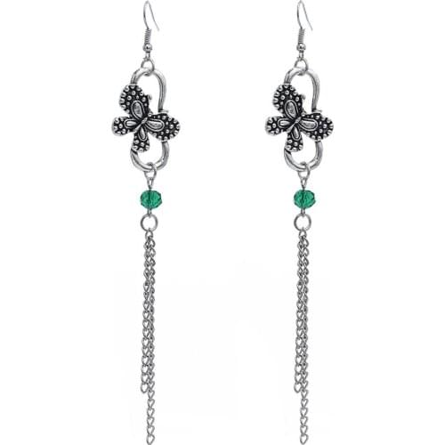 New Long Tassel Butterfly Earrings For Girls Fashion Simple Silver Thin Chain Long Earrings Trend Street Shooting Gift Jewelry