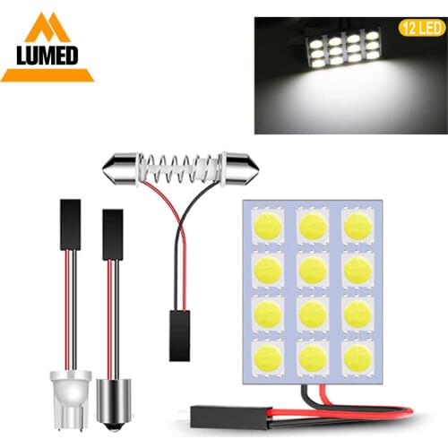 100PCS T10 W5W BA9S C5W 12 LED Car LED light Bulb 5050 SMD Vehicle Panel Lamps Auto Interior Reading Lamp Bulb Dome Light