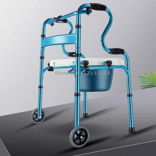 Elderly Trolleys Can Ride On Walker Assisted Walking Device Four-legged Folding Shopping Cart Walker For The Disabled