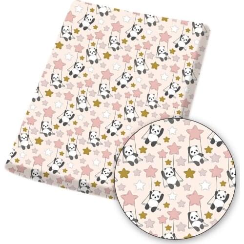 Polyester Cotton Fabric Cute Panda Printed Cloth Fabrics Cartoon Sheet For DIY Face Mask Bag Dress Sewing Supplies 45*145cm/pc