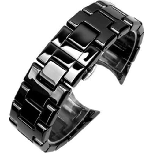 High quality ceramics watchband for AR1440 watch straps with stainless steel butterfly buckle 22mm black bracelet