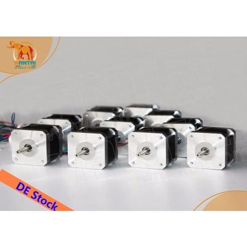 EU Free! Wantai 10PCS Nema 17 Stepper Motor 42BYGHW610p1 Single Flat Shaft 4500g-cm 40mm 1.2A Raprep 3D Printer CE CNC