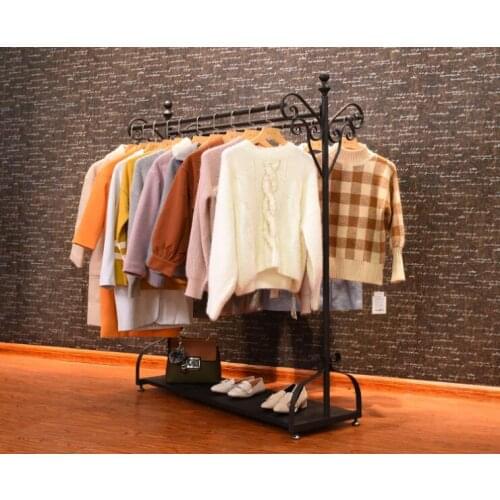 Iron clothing store rack display rack Textile Gondola Island rack double bent rack for men and women