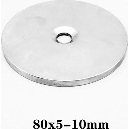 1/2PCS 80x5-10 mm Diameter Magnet 80*5 mm Hole 10mm Strong Neodymium Magnetic 80x5-10MM Countersunk Magnets 80*5-10 mm