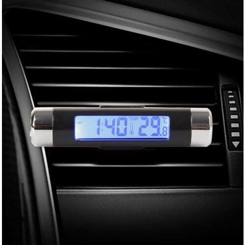 1pcs Portable 2 In 1 Car Digital Clock & Temperature Display Electronic Clock Thermometer Car Auto Clock Calendar