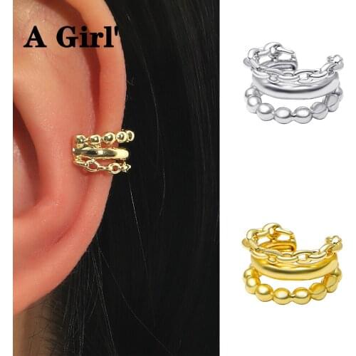 A Girl' 1 PCS Simple Geometric Alloy Open C Shape Ear Non Pierced Clip Earring Trendy Small Ear Bone Cuff Earring Jewelry