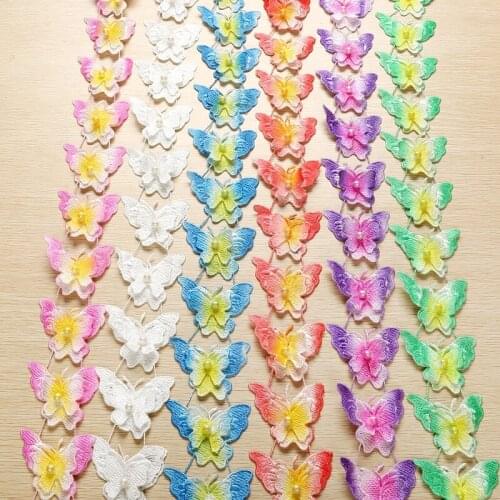 1 Yards Mil-color Butterfly Embroidered Lace Bilateral Applique Trim Ribbon Sewing Decor Craft DIY