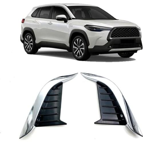 2Pcs Front Head Fog Lights Fog Light Lamp Decoration Frame Cover Bumper Trim for 2020-2021 Toyota Corolla Cross