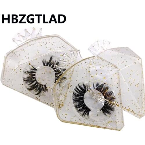 30Pcs Crown Diamond Transparent Fake Eyelash Packaging Box Personalized Fake 3D Mink Eyelash Case Diamond Shape Box Empty