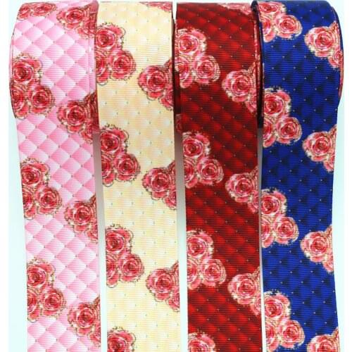 38mm printed flower ribbon gift box package ribbon decoration ribbon bow ribbon rib 50