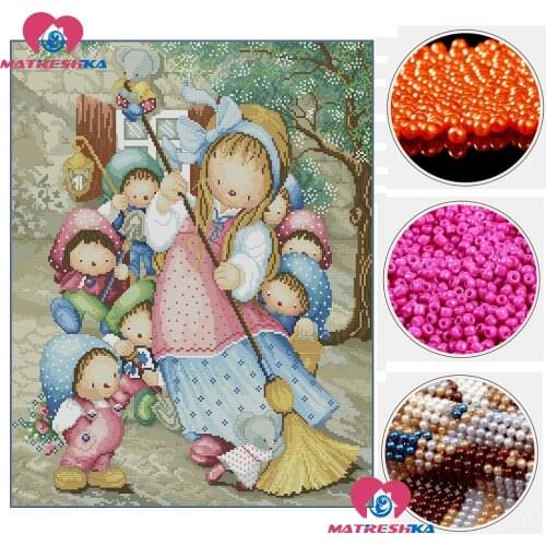 3d beads embroidery beaded cross stitch pattern beadwork crafts beads Snowwhite accessories pearl embroidery Partial embroidery