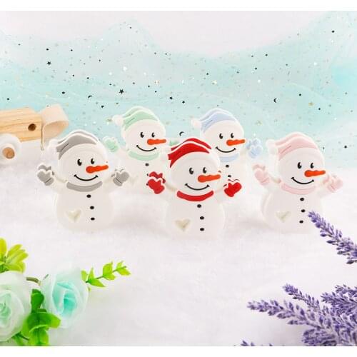 Kovict 5/10pc Snowman Shape Silicone Teether Food Grade Pendants DIY Pacifier Chain Necklace Accessories Baby Care Molar Toys