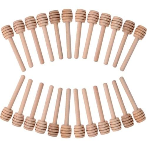 50 Pack of Mini 3 Inch Wood Honey Dipper Sticks Individually Wrapped Server for Honey Jar Dispenser Drizzled Honey