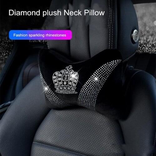 Car headrest neck pillow car pillow in-car pillow camellia diagonal drill lady neck pillow car interior accessories