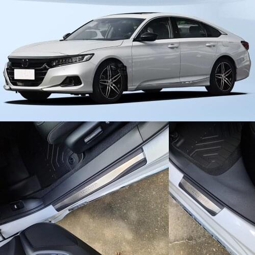 Car Styling Stainless Steel Led Door Sill Scuff Plate Guard Sills Protector Trim For Honda Accord 2018-2020 10TH