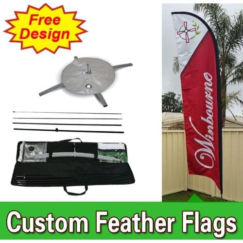 Free Design Free Shipping Double Sided with Cross Base Cheap Marketing Flags Banners Feather Flag Printing