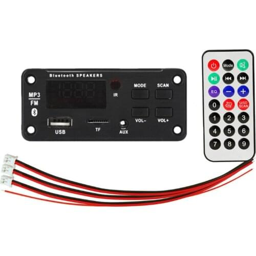 12V MP3 WMA Wireless Bluetooth 5.0 Decoder Board Car Audio Module USB FM TF Radio AUX input Support Recording