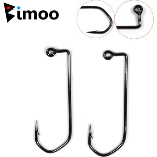 Bimoo 100pcs Black Nickle 90 Degree Jig Hook High Carbon Steel #1 2/0 3/0 4/0 5/0 6/0 Eagle Claw Nasty Jig Hook